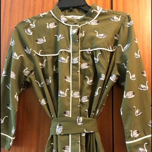 Swan print shirt dress.